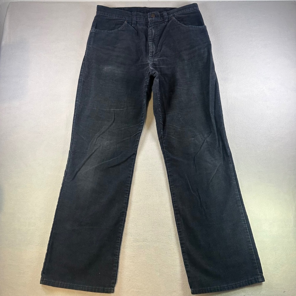 Plain Pockets Mens Corduroy Pants Gray Straight Leg Vintage 32x32